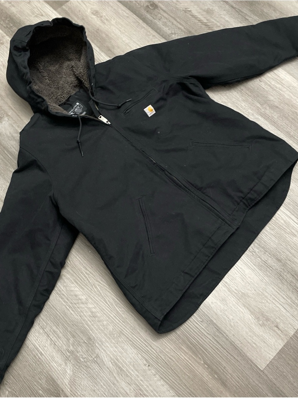 Carhartt Black Zip Up Sherpa Lined Jacket Size Xl Youth